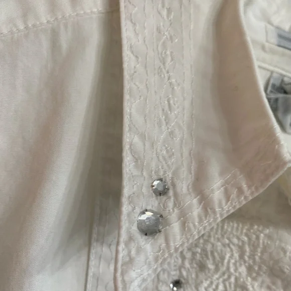 Vtg Freego Women’s Sz Medium White Long Sleeve Cotton Western Style Shirt Top - Picture 4 of 11